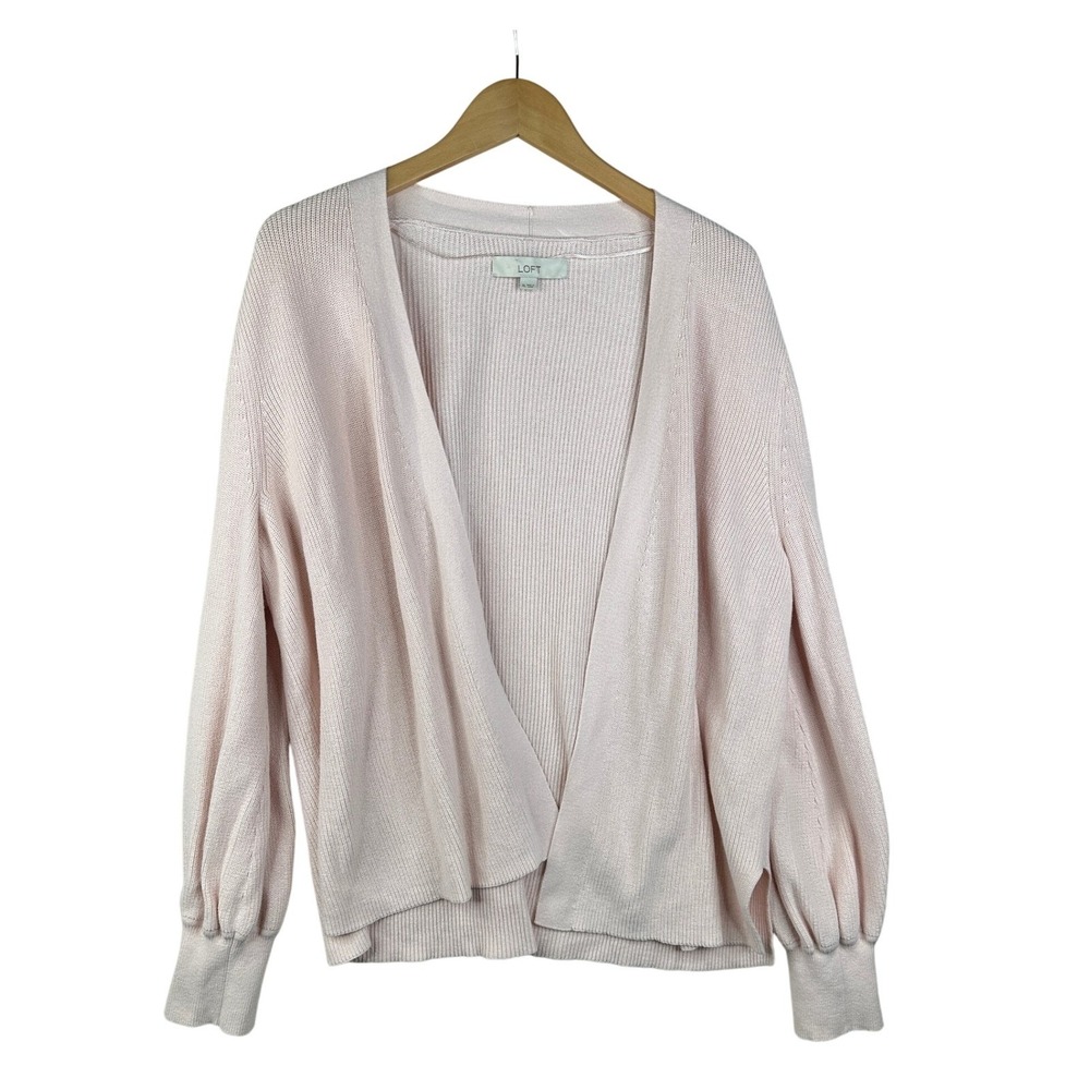 Loft Ribbed Open Long Sleeve Cardigan size XL‎ Pink